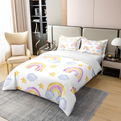 Regenbogen Bettwäsche Set 135x200cm Baumwolle Kinderzimmer