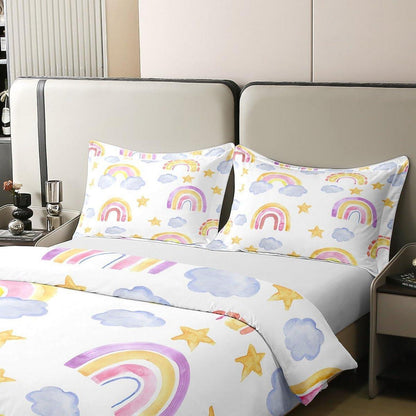 Regenbogen Bettwäsche Set 155x220cm Baumwolle Kinderzimmer