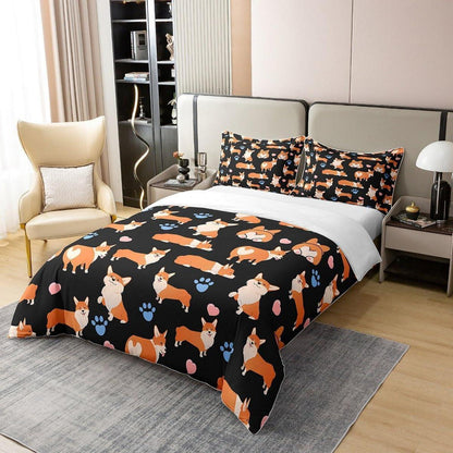 Corgi Bettwäsche Set 200x200cm Baumwolle Kawaii Tier Bettwäsche