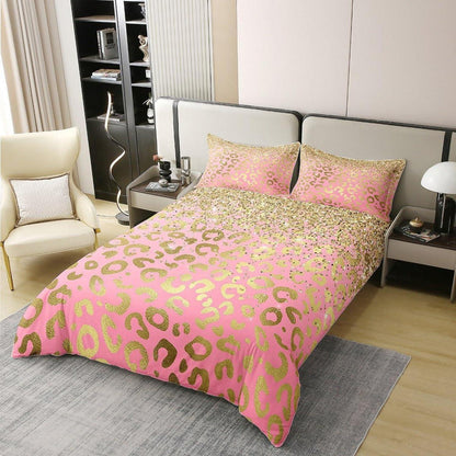 Glitzer Leopard Bettwäsche Set 135x200cm & 80x80cm