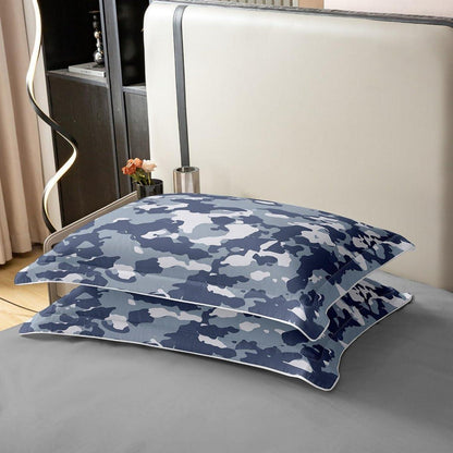 Camouflage Bettwäsche Set 155x220cm – 80x80cm – Blau – Baumwolle