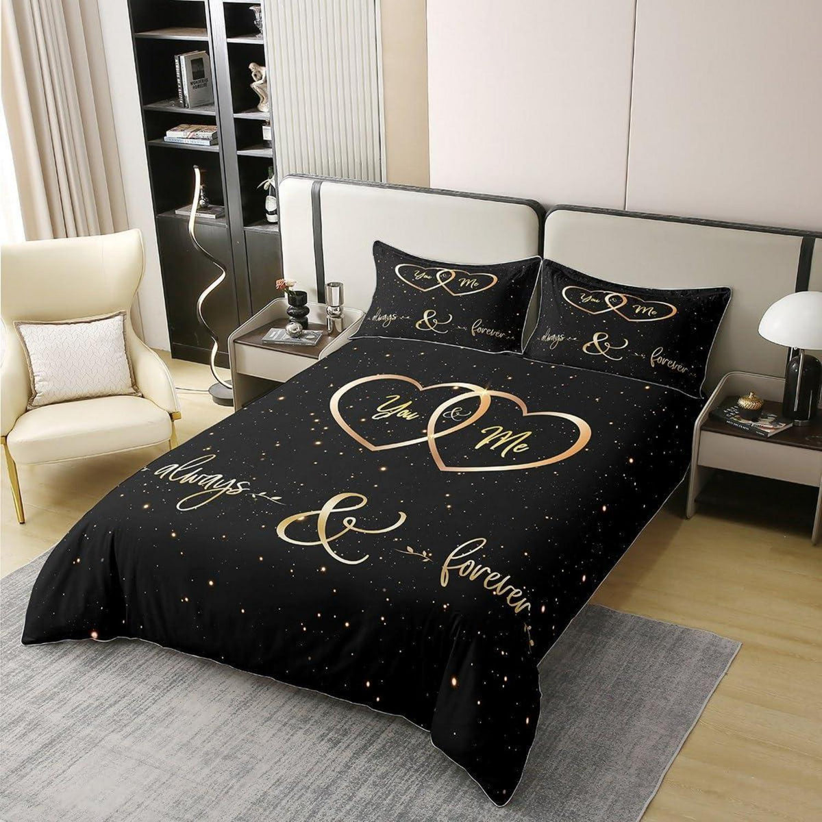 Bettwäsche Set 220x240cm Baumwolle – Romantisches Hochzeitsthema