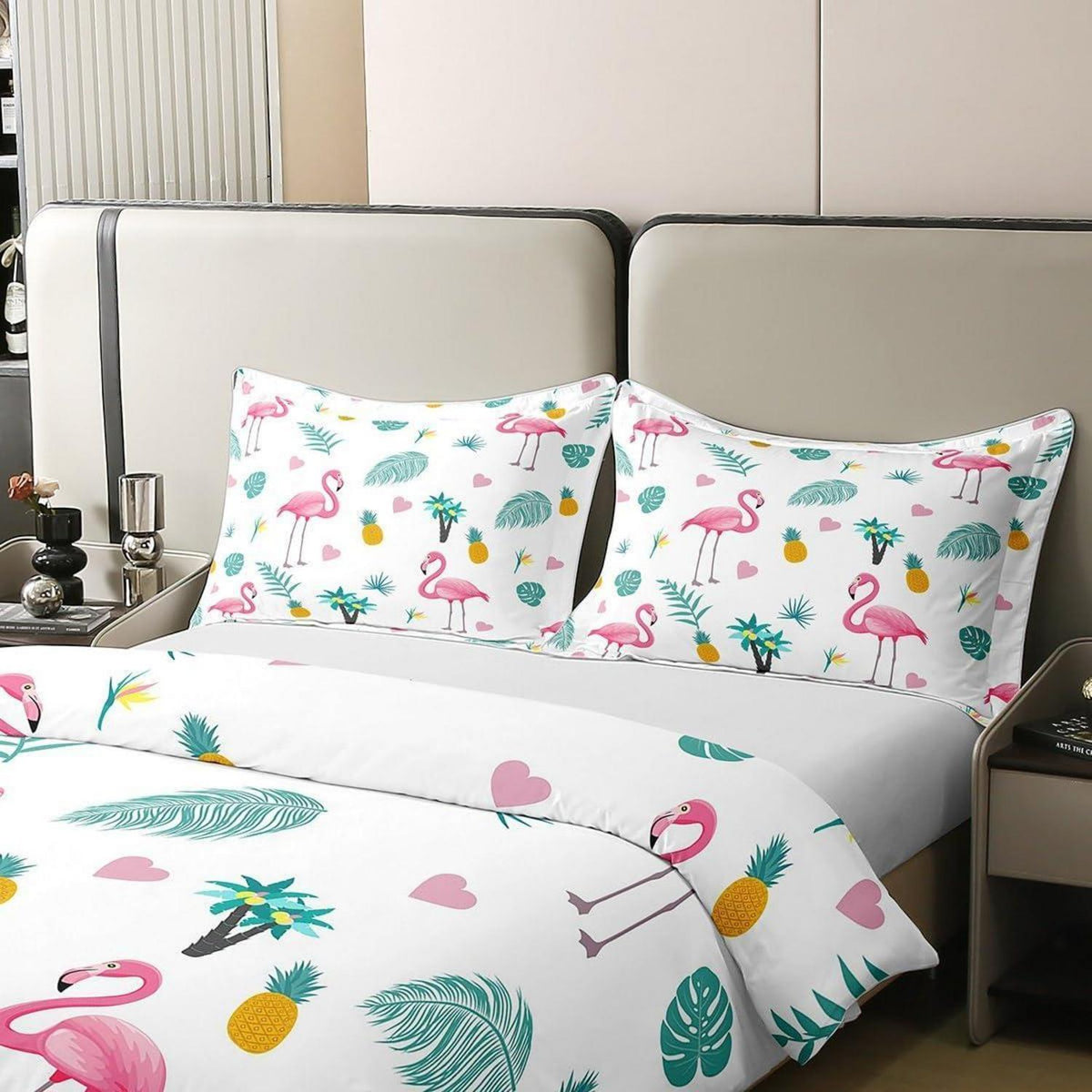 Tropische Flamingo Bettwäsche Set 135x200cm Baumwolle