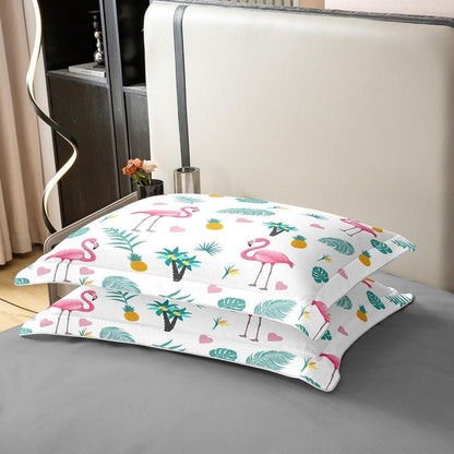 Tropische Flamingo Bettwäsche Set 135x200cm Baumwolle