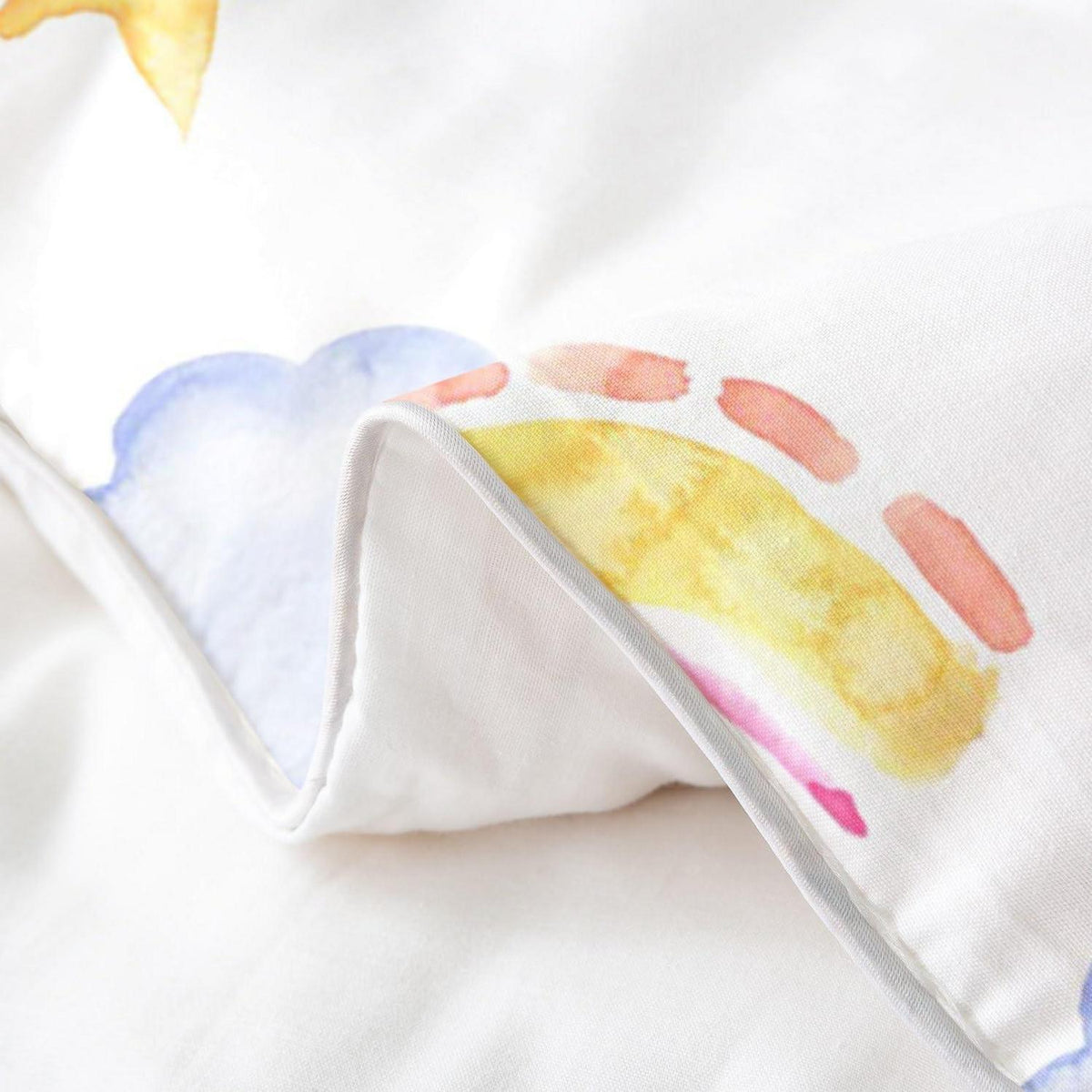 Regenbogen Bettwäsche Set 220x240cm Baumwolle Wolken Sterne Kinderzimmer