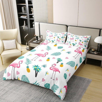 Tropische Flamingo Bettwäsche Set 155x220cm Baumwolle
