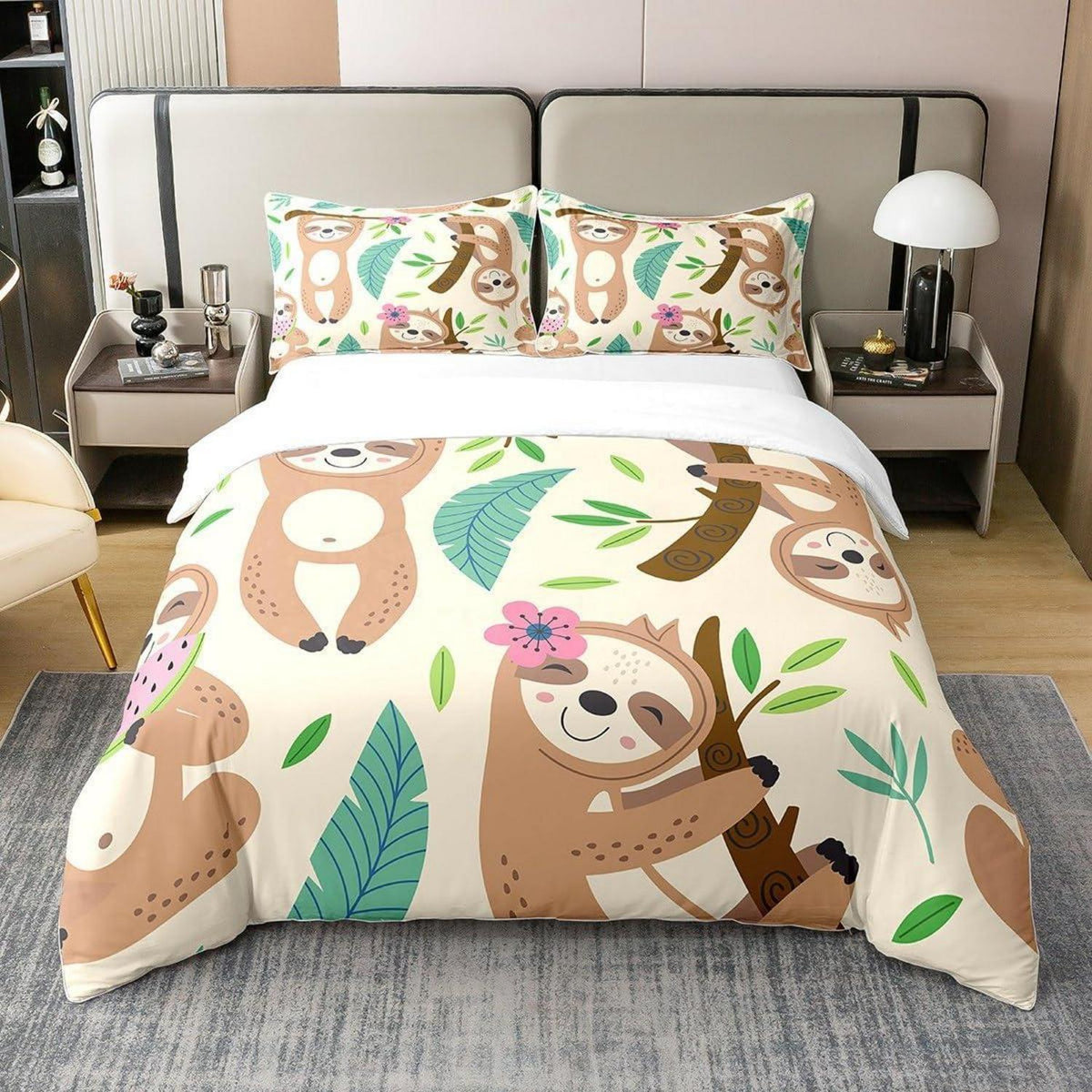 Kawaii Faultier Bettwäsche Set 220x240cm Baumwolle