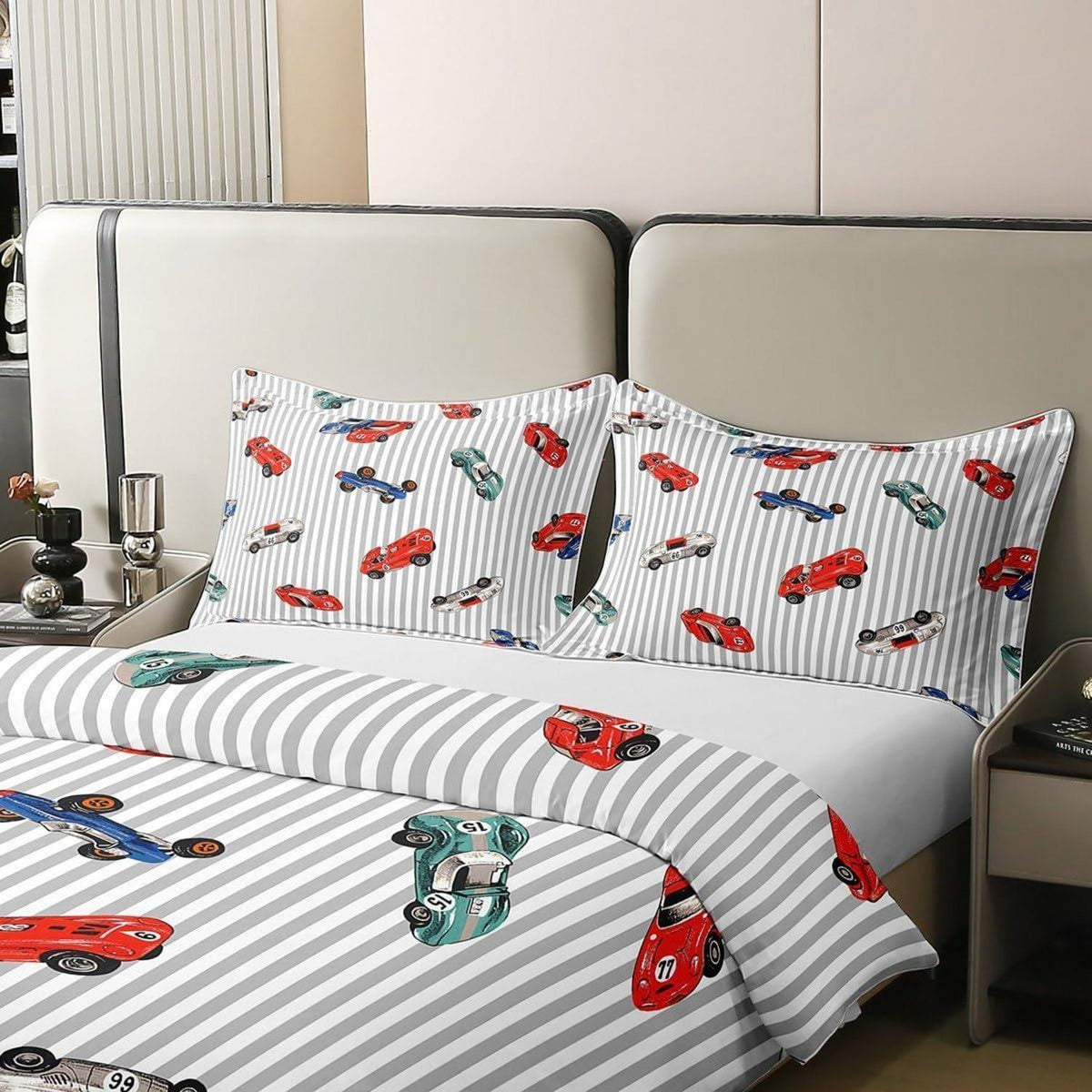 Rennwagen Bettwäsche Set 135x200cm – Baumwolle für Kinderzimmer