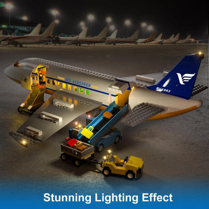 Großes City Flugzeug-Bauspielzeug mit LED-Licht, 53,5cm x