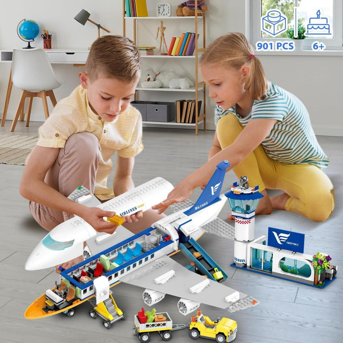 City Flugzeug-Bausatz mit LED-Licht, 53,5cm x