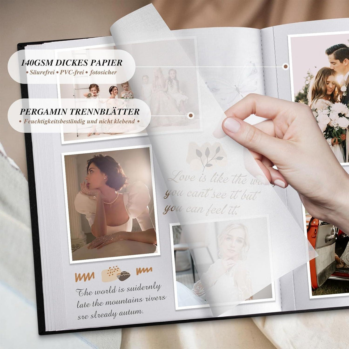 Fotobuch zum Selbstgestalten, Leinen, Beige, 160 Seiten