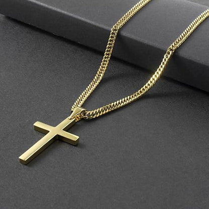 Zinvefa Kreuz Kette Herren Edelstahl Anhänger Silber/Schwarz/Gold 4 Größen