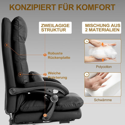 Ergonomischer Bürostuhl mit hoher Rückenlehne, neigbar bis