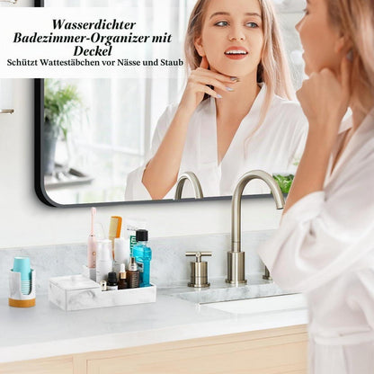 Waschtisch Organizer mit Deckel – 6 Fächer, Kiesweiß