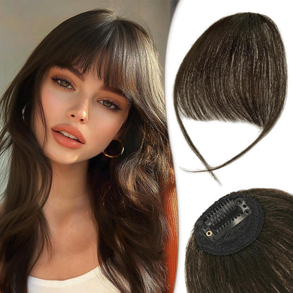 Clip-in Pony aus Echthaar – Dunkel Naturbraun