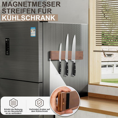26cm Magnetleiste Messer Selbstklebend Akazienholz Magnethalter