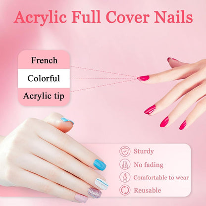 24 Stück Eckige Fingernägel Zum Aufkleben Natürliche Acryl Nägel