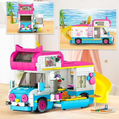 Wohnmobil Bausteine Spielzeug Campingbus Rutsche Aufkleber
