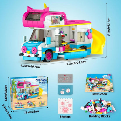 Wohnmobil Bausteine Spielzeug Campingbus Rutsche Aufkleber