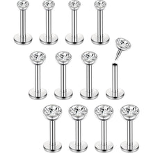 12er Set Helix Piercings Chirurgenstahl mit CZ, 6/8mm Länge