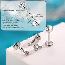 12er Set Helix Piercings Chirurgenstahl mit CZ, 6/8mm Länge