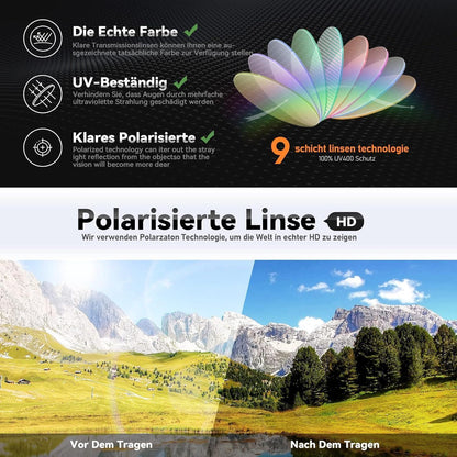 Polarisierte Sonnenbrille Retro UV400 Herren Damen Schwarz