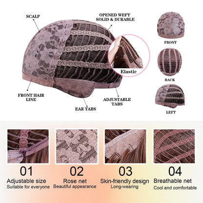 Graue Bob Perücke Wellig Kurz Synthetisch mit Lace Mittelteil