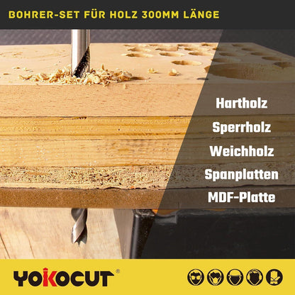 Holzbohrer Set lang 7-teilig 300mm Ø 4-12mm