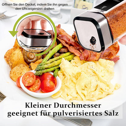 360° Rotation Eckiges Gewürzgläser-Set mit 6 Gewürzdosen 120ml