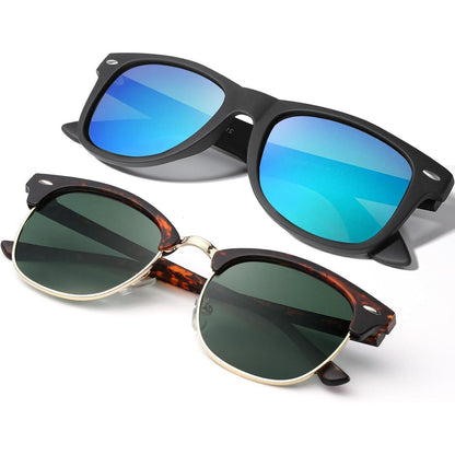 Polarisierte Sonnenbrille Herren Damen UV400 Retro Schwarz