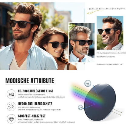 Polarisierte Sonnenbrille Herren Damen UV400 Retro Schwarz