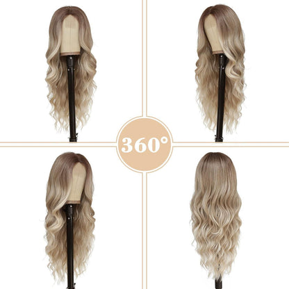 Lange Ombre Blond Wellig Perücke 66cm – Natürliche Synthetik Perücke