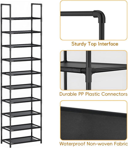 Schuhregal mit 10 Ebenen für 20-25 Paar - stabiler Schuh-Organizer