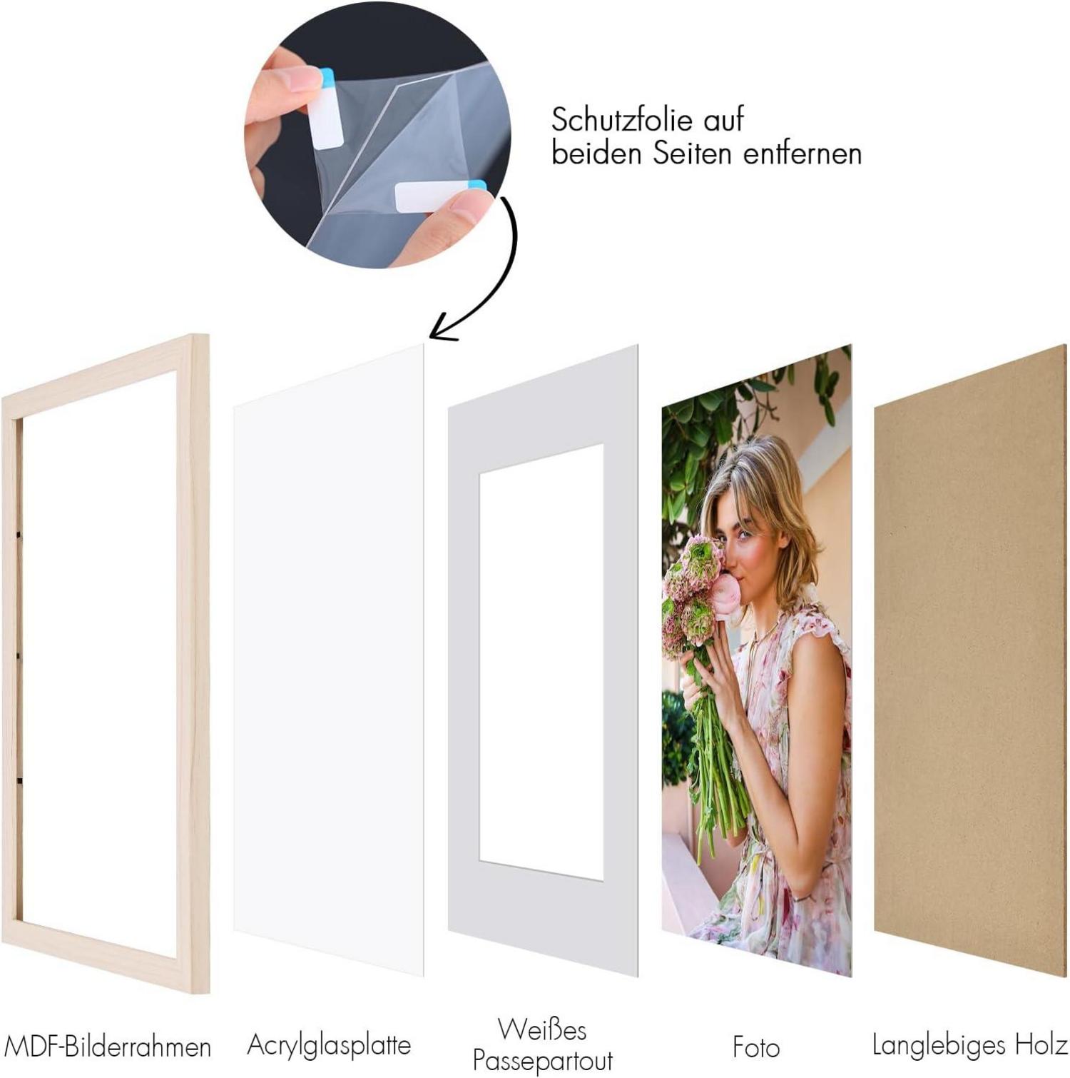 Fotorahmen 13x18cm Eiche mit Passepartout und Acrylglas