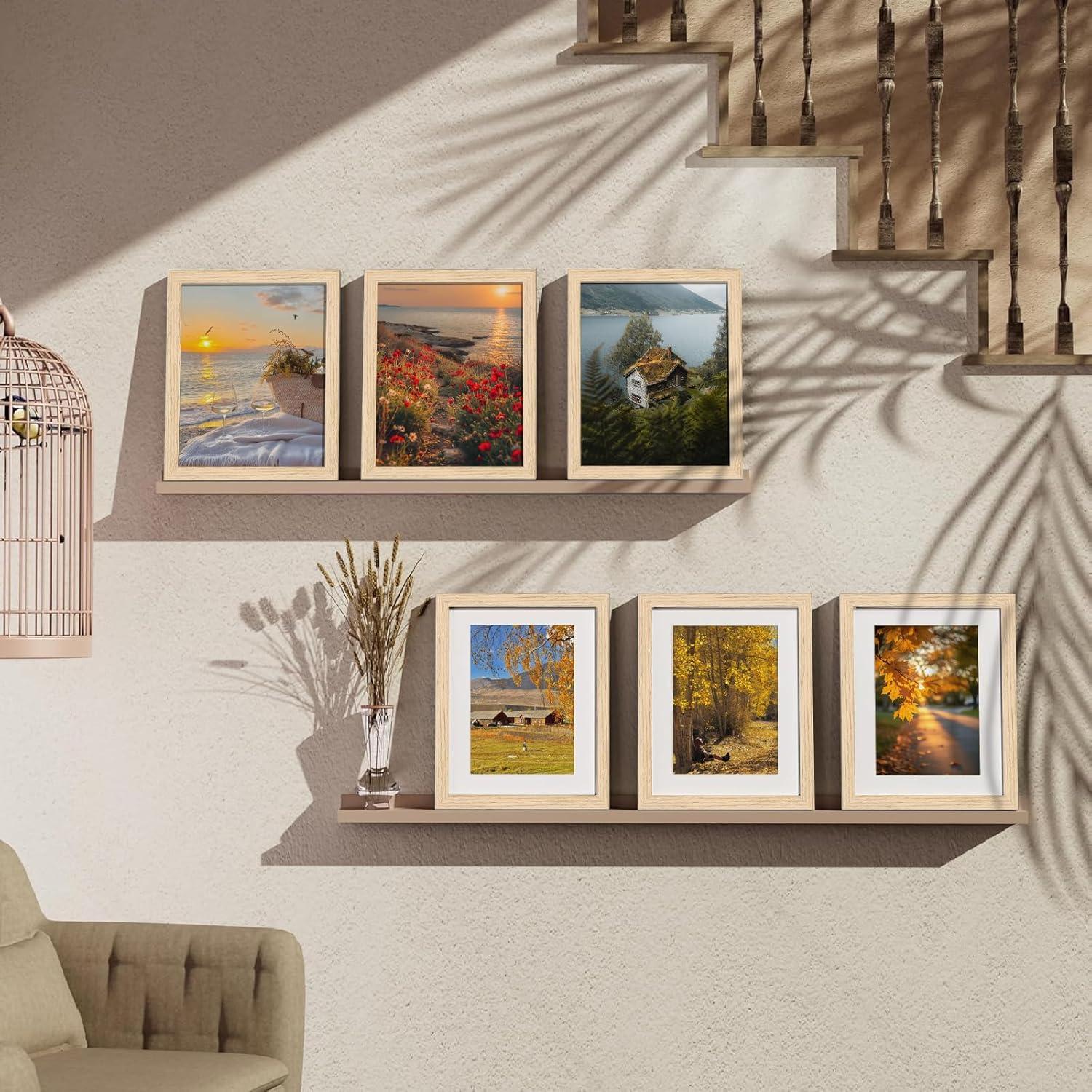 Bilderrahmen 15x20cm 2er Set Eiche Acrylglas Passepartout MDF-Holz