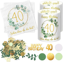 Servietten Windlicht Konfetti Deko 40. Geburtstag Eukalyptus
