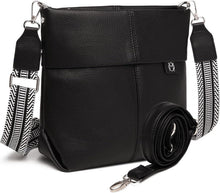Schwarze Umhängetasche Damen Mittelgroß Crossbody Bag PU Leder