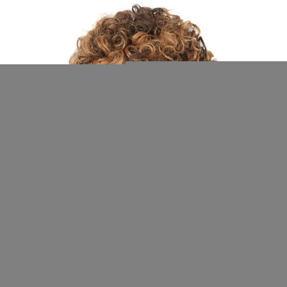 Afro Perücken Set 70er Jahre mit Bart & Kette - Blond Mix Braun