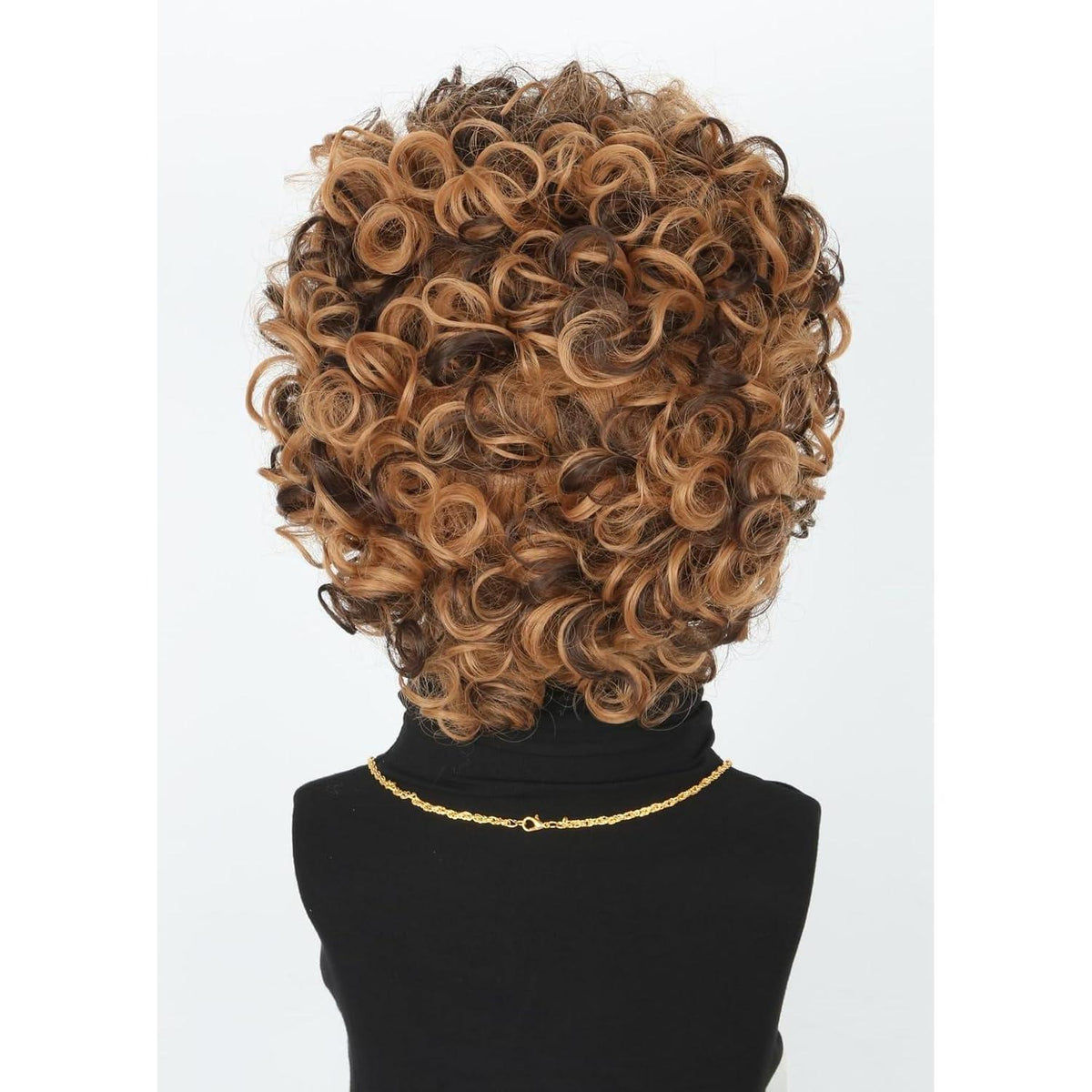 Afro Perücken Set 70er Jahre mit Bart & Kette - Blond Mix Braun