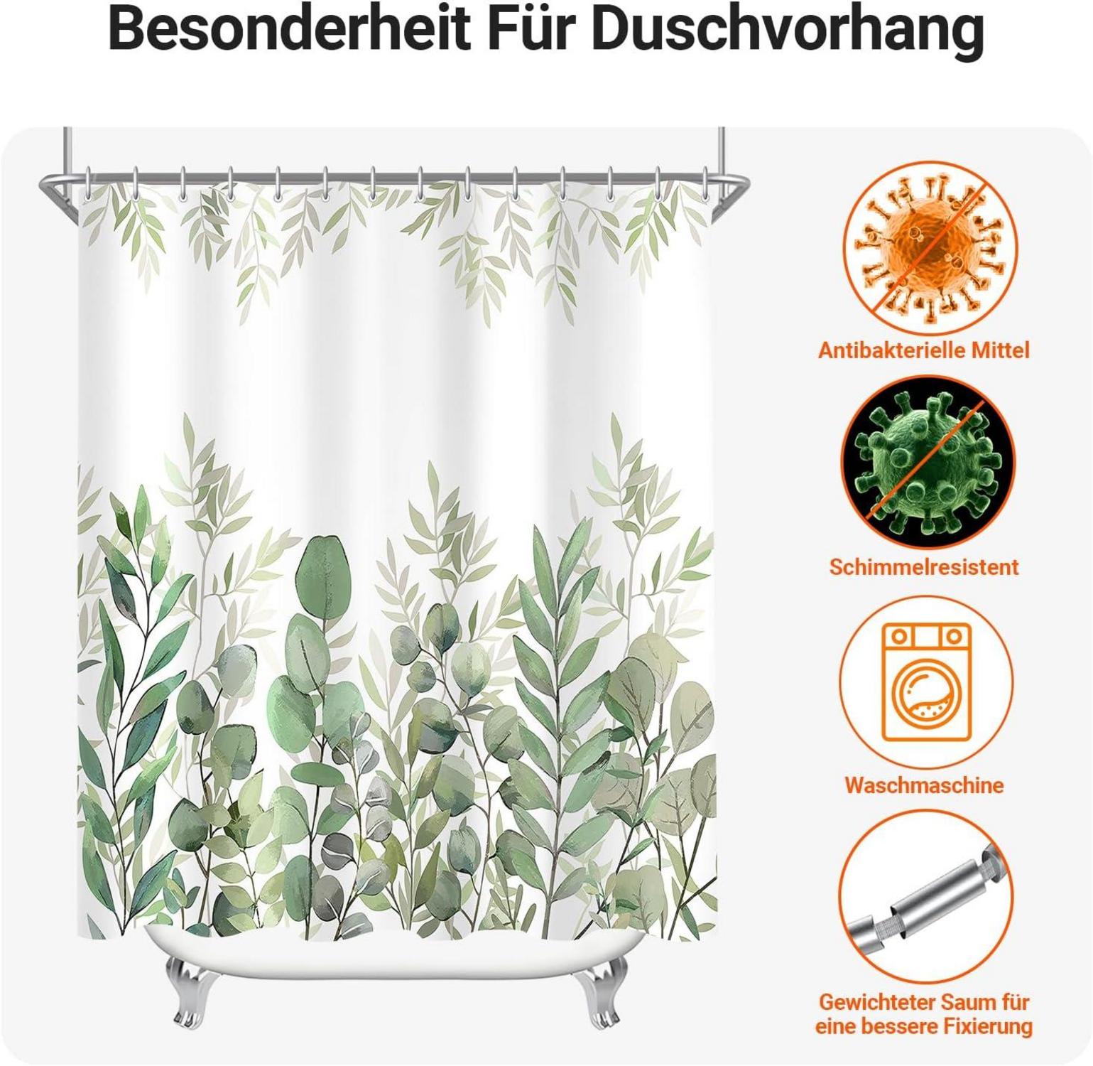 Duschvorhang Blätter Muster 150x200cm Antischimmel Wasserdicht Polyester