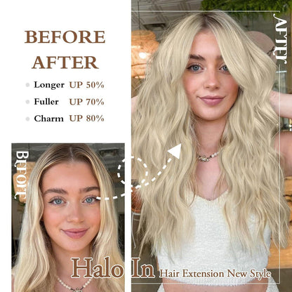 61cm Wellige Haarverlängerung – Blond Gemischt mit Leuchtendem Blond