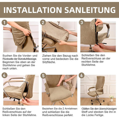 Samt Stuhlbezug mit Armlehnen – Stretch Housse für Bürostuhl