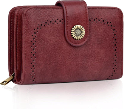 Große Damen Geldbörse Vintage-Style RFID-Blockierung Rubinrot