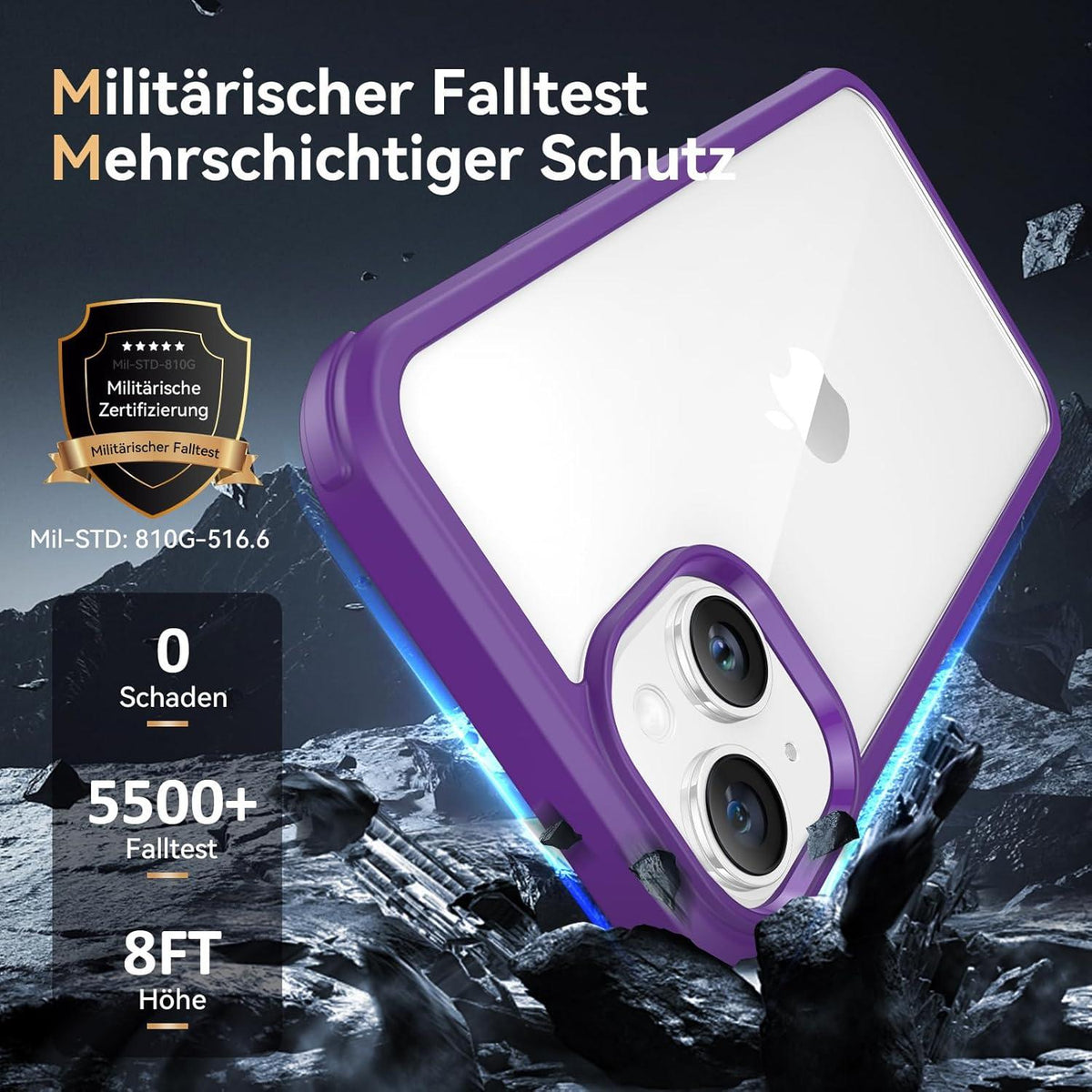 360 Grad iPhone 13 Hülle Stoßfest Fullbody Kameraschutz Lila