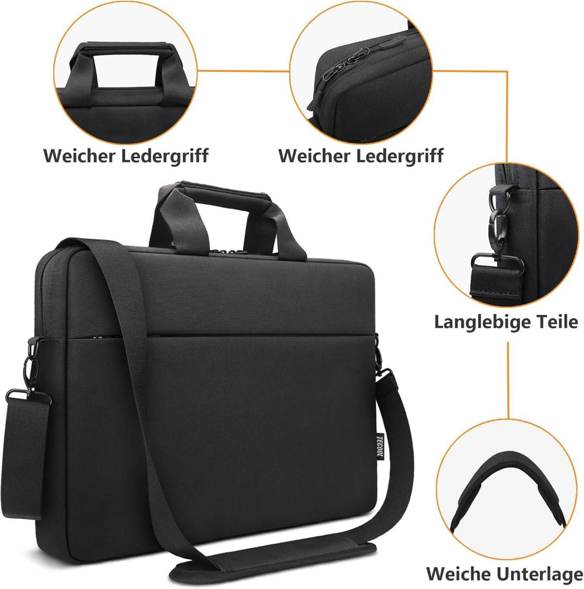 17,3 Zoll Laptoptasche Schultertasche Schwarz Stoßfest Wasserdicht - Kompatibel