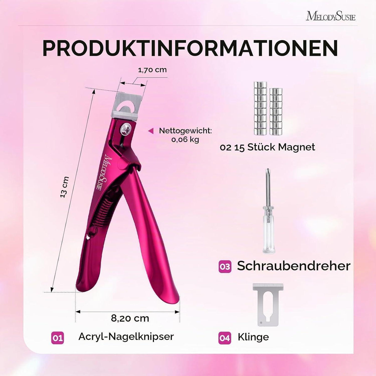 Acryl Nagelknipser mit Magneten – Weinrot | Maniküre Tool