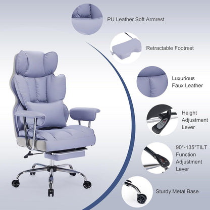 Efomao Ergonomischer Bürostuhl 200 kg Fußstütze in Lederoptik