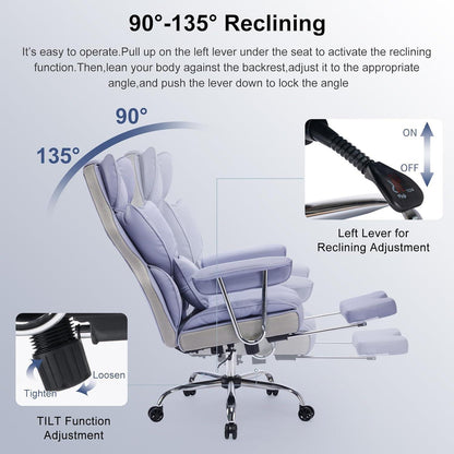 Efomao Ergonomischer Bürostuhl 200 kg Fußstütze in Lederoptik