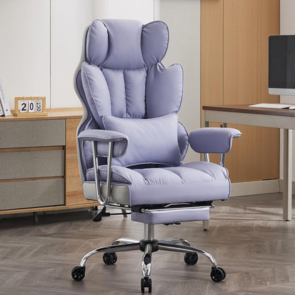 Ergonomischer Bürostuhl PU Leder 200 kg Fußstütze Lendenwirbelstütze
