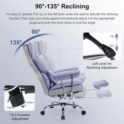 Ergonomischer Bürostuhl PU Leder 200 kg Fußstütze Lendenwirbelstütze